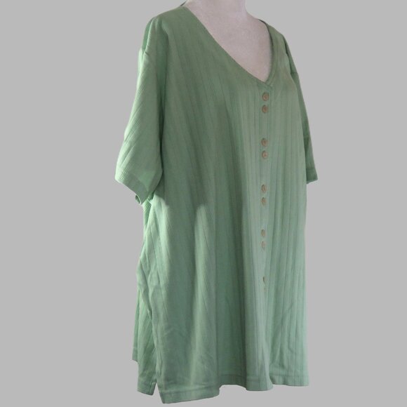 Fashion Bug Women's Green Short Sleeve Button-Up V-Neck Blouse Size 26/28W C924 - Picture 3 of 6